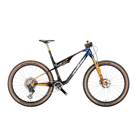 KTM SCARP MT EXONIC  M/43 Összteleszkópos MTB kerékpár CARBON+BLUE+ORANGE színben