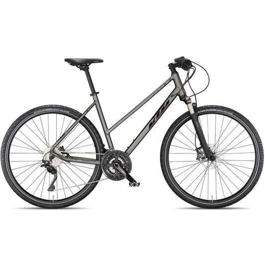 KTM X-LIFE RACE TRAPÉZ MACHINE GREY MATT (BLACK GLOSSY + ORANGE GLOSSY) 2023 NŐI CROSS TREKKING KERÉKPÁR