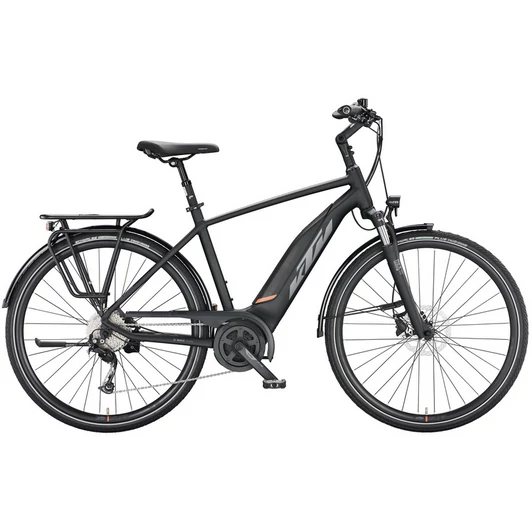 KTM MACINA FUN A510 BLACK MATT(GREY+ORANGE) 2023 FÉRFI ELEKTROMOS TREKKING KERÉKPÁR