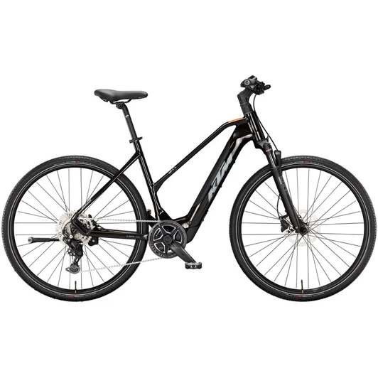 KTM MACINA CROSS SX 20 TRAPÉZ FLAMING BLACK (GREY+ORANGE) 2024 NŐI ELEKTROMOS CROSS TREKKING KERÉKPÁR