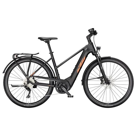 KTM MACINA SPORT CX750 LTD64 BLACK MATT(ORANGE+WHITE) 2024 NŐI ELEKTROMOS TREKKING KERÉKPÁR