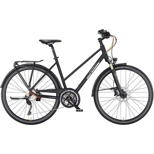 KTM LIFE 1964 TRAPÉZ BLACK MATT (CHROME + CHROME ORANGE) 2023 NŐI TREKKING KERÉKPÁR
