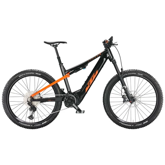 KTM MACINA LYCAN 771 FLAMING BLACK (SPACE ORANGE) FÉRFI ELEKTROMOS ÖSSZTELESZKÓPOS MTB KERÉKPÁR 2022